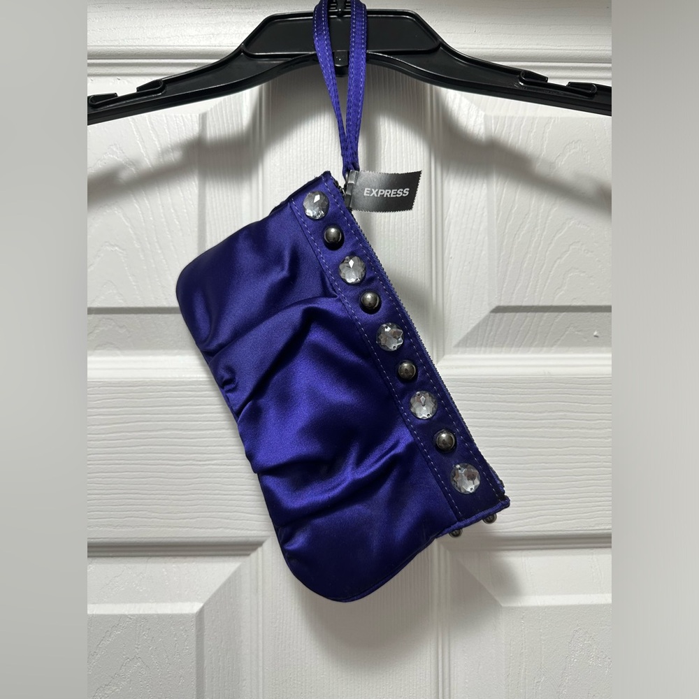 NWT Express Vintage Y2K Royal Purple Satin Wristlet